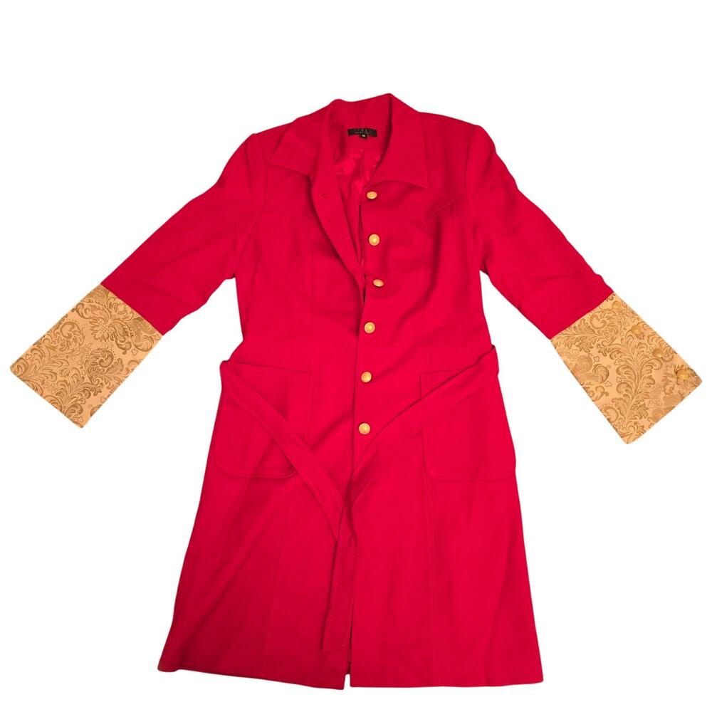 Vintage Wool Italian Long Coat with Blt Size M/L